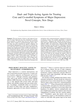 And Triple-Acting Agents for Treating Core and Co-Morbid Symptoms of Major Depression: Novel Concepts, New Drugs