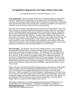 A Legislative Report for Fort Hays State University