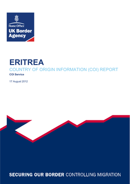 ERITREA COUNTRY of ORIGIN INFORMATION (COI) REPORT COI Service