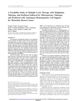 A Feasibility Study of Multiple Cycle Therapy with Melphalan, Thiotepa