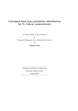 Calculated Final State Probability Distributions for T2 /3-Decay