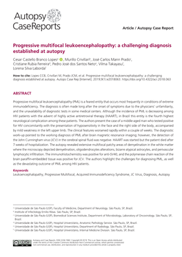 Progressive Multifocal Leukoencephalopathy: a Challenging Diagnosis Established at Autopsy