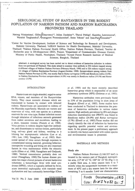 Serological Study of Hantavirus in the Rodent Population of Nakhon