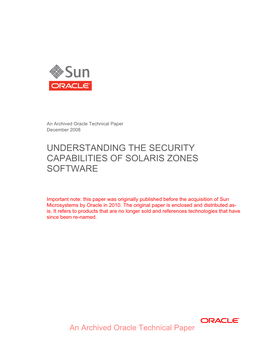 Understanding the Security Capabilities of Solaris Zones Software