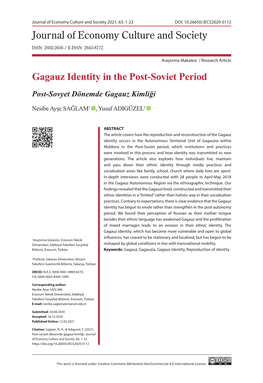 Journal of Economy Culture and Society Gagauz