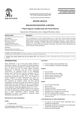 Molar Distal Review Article Molar Distalization