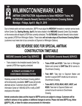 Amtrak Construction: Wilmington/Newark Line April 2019