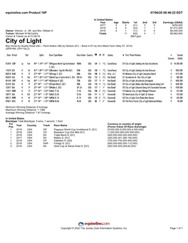 City of Light Bay Horse by Quality Road (06) -- Paris Notion (98) by Dehere (91) -- Bred in KY by Ann Marie Farm (May 07, 2014) (SPR=99; CPI=130.2)