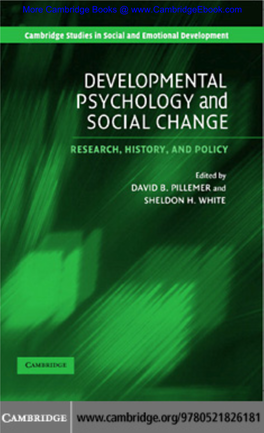 Developmental Psychology and Social Change: Research, History