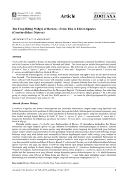 The Frog-Biting Midges of Borneo—From Two to Eleven Species (Corethrellidae: Diptera)