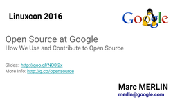Partial List of Open Source Work Google Sponsored
