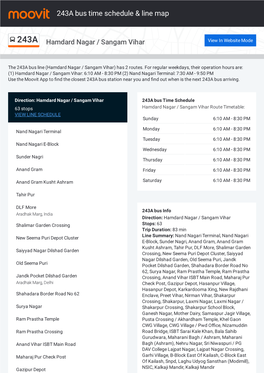 243A Bus Time Schedule & Line Route