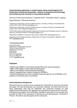 Characterizing Pathology in Erythrocytes