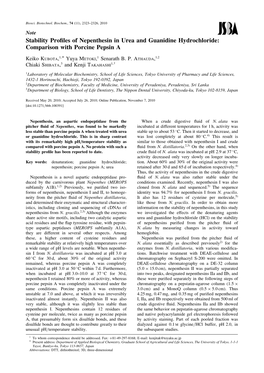 Stability Profiles of Nepenthesin in Urea and Guanidine Hydrochloride