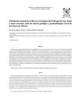 Patrimonio Natural De La Reserva Ecológica Del Pedregal De San Ángel Y Áreas Cercanas 227 Boletín De La Sociedad Geológica Mexicana