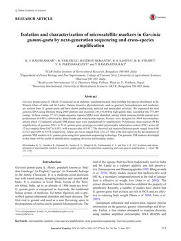 Isolation and Characterization of Microsatellite Markers in Garcinia Gummi-Gutta by Next-Generation Sequencing and Cross-Species Ampliﬁcation