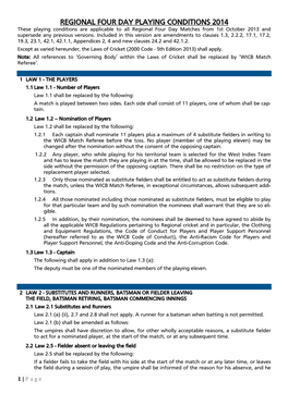 Regional Four Day Playing Conditions 2014 Final