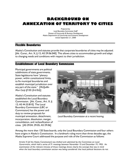 Background on Annexation Of