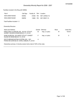 Summary of Data Regarding Minority Ownership 2006