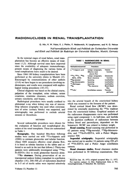 Radionuclides in Renal Transplantation