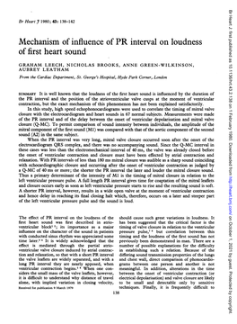 Mechanism of Influence of PR Interval on Loudness of First Heart Sound