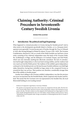 Criminal Procedure in Seventeenth- Century Swedish Livonia
