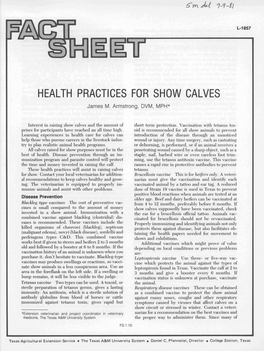 HEALTH PRACTICES for SHOW CALVES James M