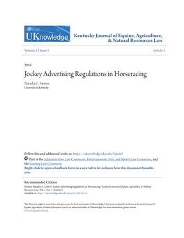 Jockey Advertising Regulations in Horseracing Natasha C