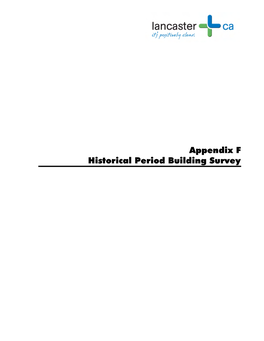 Appendix F Historical Period Building Survey