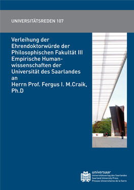 Wissenschaften Der Universität Des Saarlandes an Herrn Prof