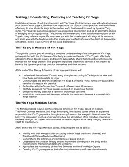 Yin Yoga Course Details