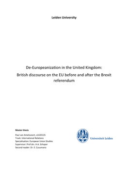 British Discourse on the EU Before and After the Brexit Referendum