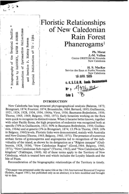 Floristic Relationships of New Caledonian Rain Forest Phanerogams