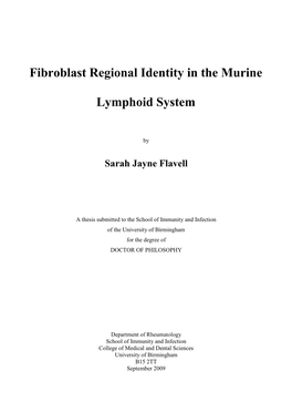 Fibroblast Regional Identity in the Murine Lymphoid System