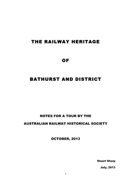 The Railway Heritage of Bathurst and District