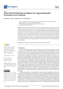 Time-Fixed Glideslope Guidance for Approaching the Proximity of an Asteroid