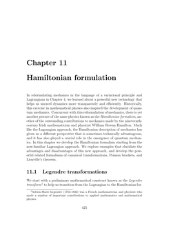 Chapter 11 Hamiltonian Formulation