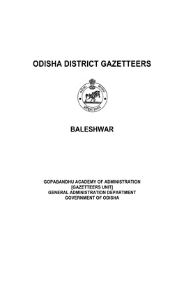 Odisha District Gazetteers Baleshwar