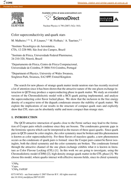 Color Superconductivity and Quark Stars M