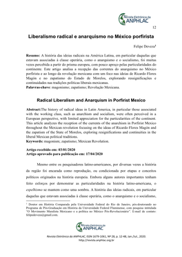 Liberalismo Radical E Anarquismo No México Porfirista