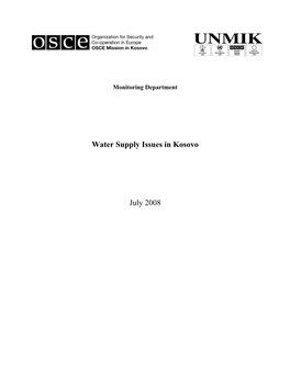 Water Supply Issues in Kosovo July 2008
