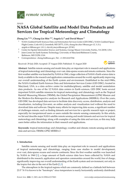 NASA Global Satellite and Model Data Products and Services for Tropical Meteorology and Climatology