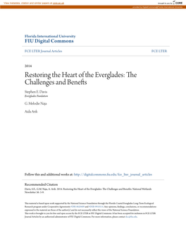 Restoring the Heart of the Everglades: the Challenges and Benefts Stephen E