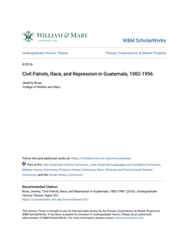 Civil Patrols, Race, and Repression in Guatemala, 1982-1996