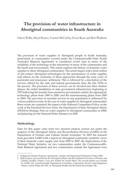 The Provision of Water Infrastructure in Aboriginal Communities in South Australia