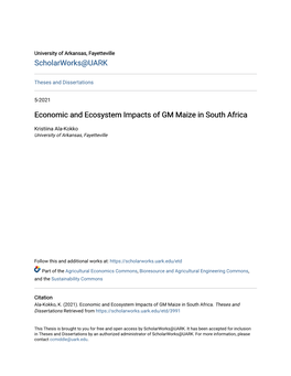 Economic and Ecosystem Impacts of GM Maize in South Africa
