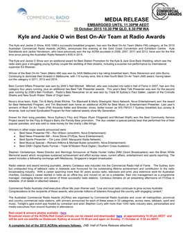 Kyle and Jackie O Win Best On-Air Team at Radio Awards