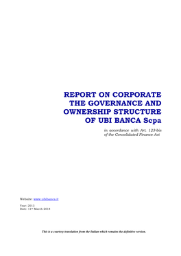 2013 Corporate Governance and Final Parts of the 2013 Report