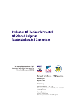 Evaluation of the Growth Potential of Selected Bulgarian Tourist Markets and Destinations