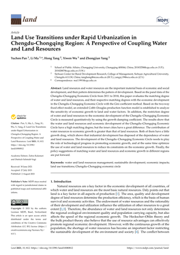 Land Use Transitions Under Rapid Urbanization in Chengdu-Chongqing Region: a Perspective of Coupling Water and Land Resources